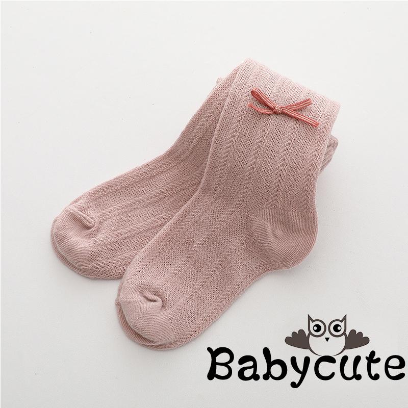 Vớ dài chống trượt đính nơ thắt dành cho bé gái tuổi tập đi