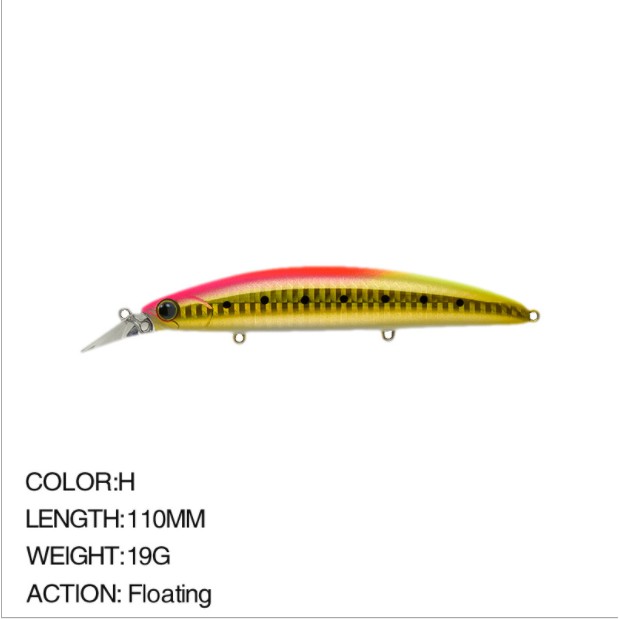 Thuyền đánh cá nổi trên biển Minnow 110mm / 19g Mồi câu cá bằng nhựa cứng