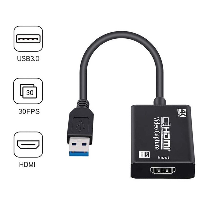 USB to HDMI HD 1080P 4K - Video Capture Card for Game Live Streaming Broadcast