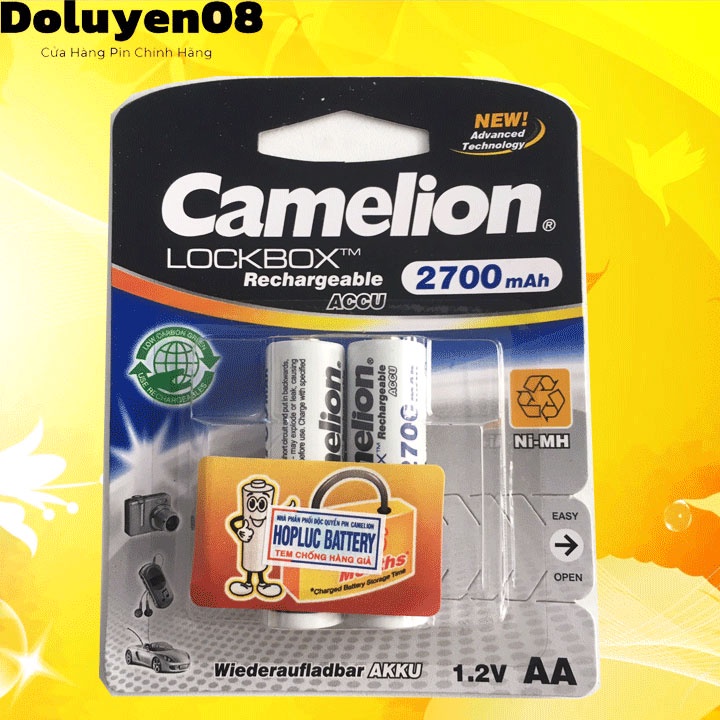 Pin sạc AA2700mAh 1.2v Camelion NH-AA2700LBP2 LockBox - Vỉ 2 viên