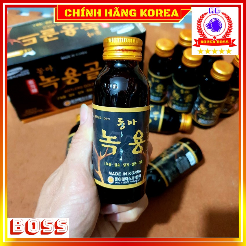 Nước hồng sâm, đông trùng hạ thảo, lộc nhung hươu hàn quốc, hộp 10 chai - Korea Boss