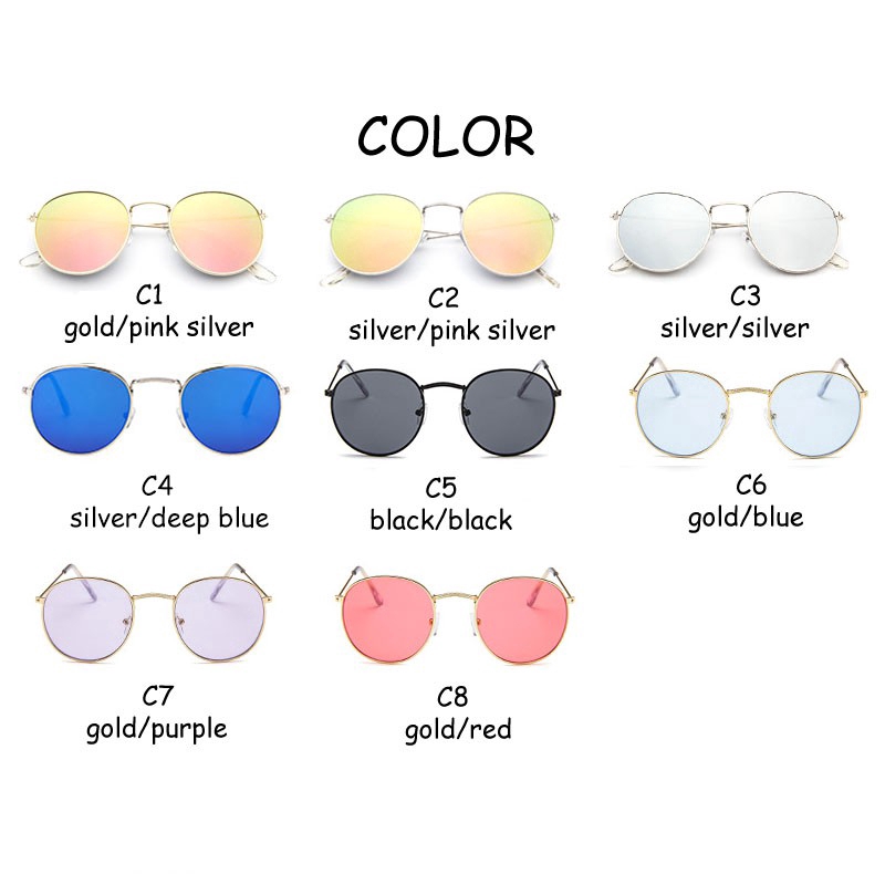 Kính mát tròn gọng kim loại thời trang cho nam và nữ