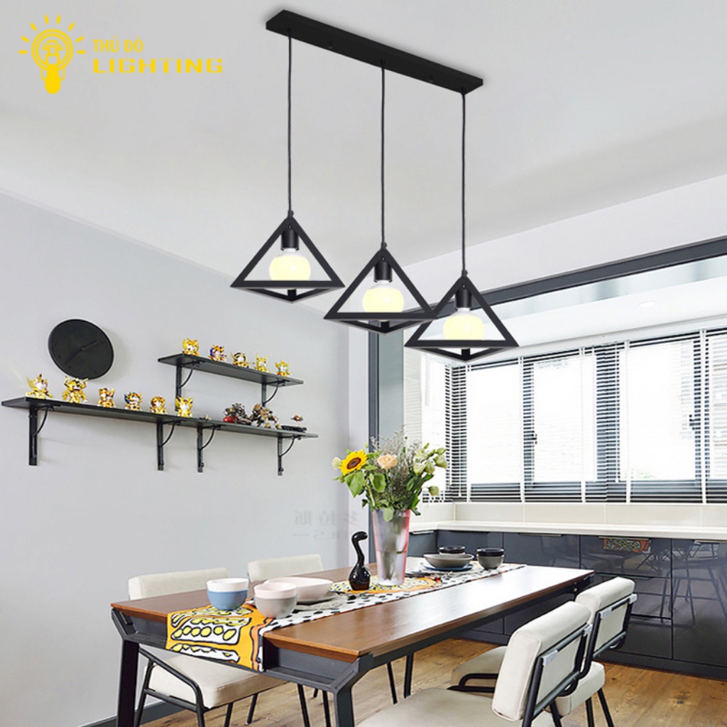 Đèn Thả Trần Phòng Khách THỦ ĐÔ LIGHTING Thiết Kế Chụp Đèn Tam Giác Và 2 Loại Đế Chất Liệu Sắt Sơn Tĩnh Điện Bền Chắc
