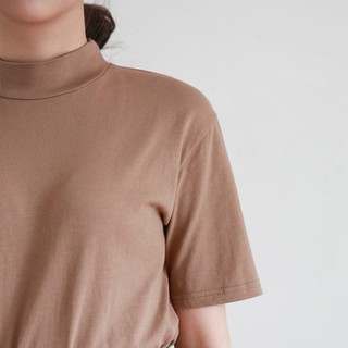 Áo thun nữ tay lở phom ôm cổ cao màu trơn / BS22