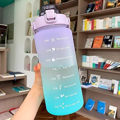 Bình đựng nước 2 lít chia vạch thời gian dành cho người bình nước 1 lít 600ml có chất liệu an toàn tiện lợi