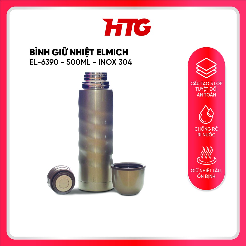 Bình  Giữ Nhiệt ELMICH M5 EL6390 - Inox 304 - 500ml - Tiêu chuẩn Châu Âu - An toàn sức khỏe