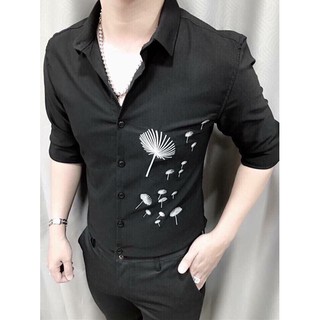 Áo sơ mi nam họa tiết thêu bồ công anh