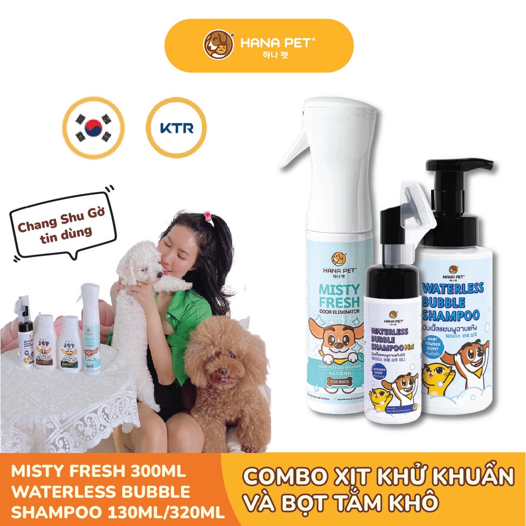 Combo bọt tắm khô và xịt khử mùi an toàn, khử khuẩn cho thú cưng - Hana Pet Việt Nam