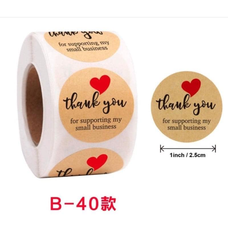 Cuộn 500 stick dán nhãn Thank you dễ thương