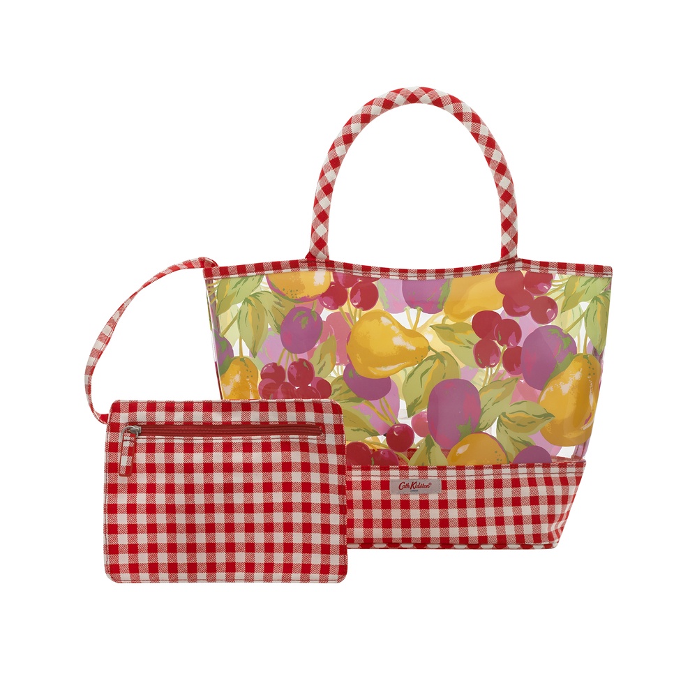 Cath Kidston - Túi xách tay Printed PVC Tote Small Painted Fruit - 1001921 -  Warm Cream