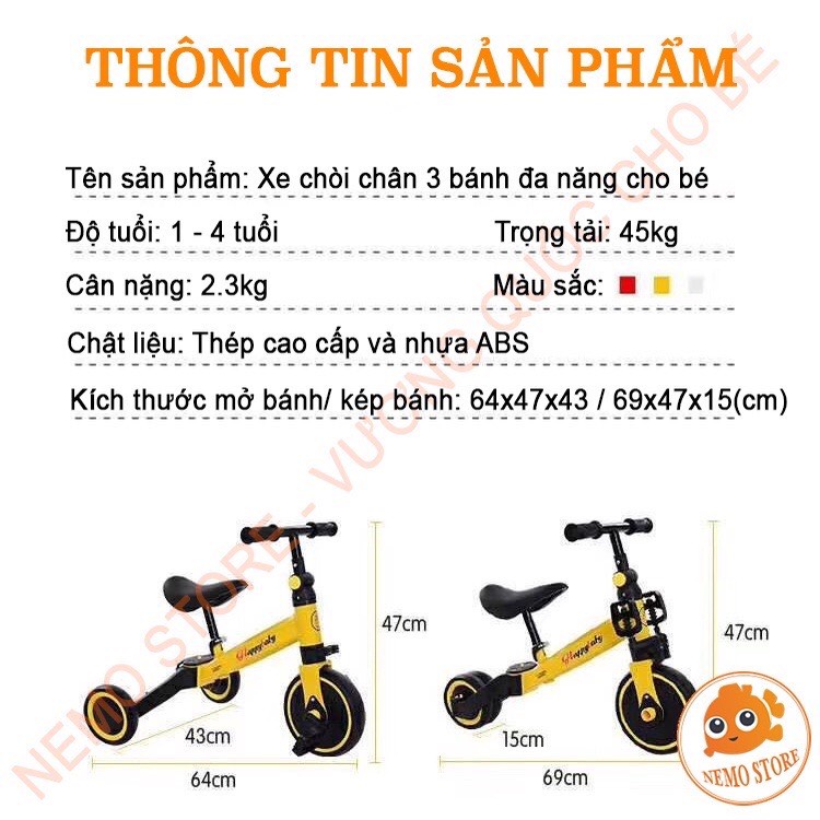 Xe chòi chân Sport cho bé 3 in 1 cao cấp mẫu xe thể thao cho bé từ 1-5 tuổi