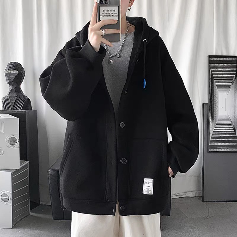 Áo Bomber Unisex - Áo khoác nỉ Hoodie mũ trùm đầu 2 lớp cúc dễ phối đồ Trẻ Trung và Năng Động