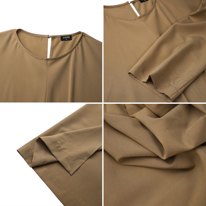 VONDA Women Long Sleeve Front Slit Belted Elegant Casual Long Dress | BigBuy360 - bigbuy360.vn