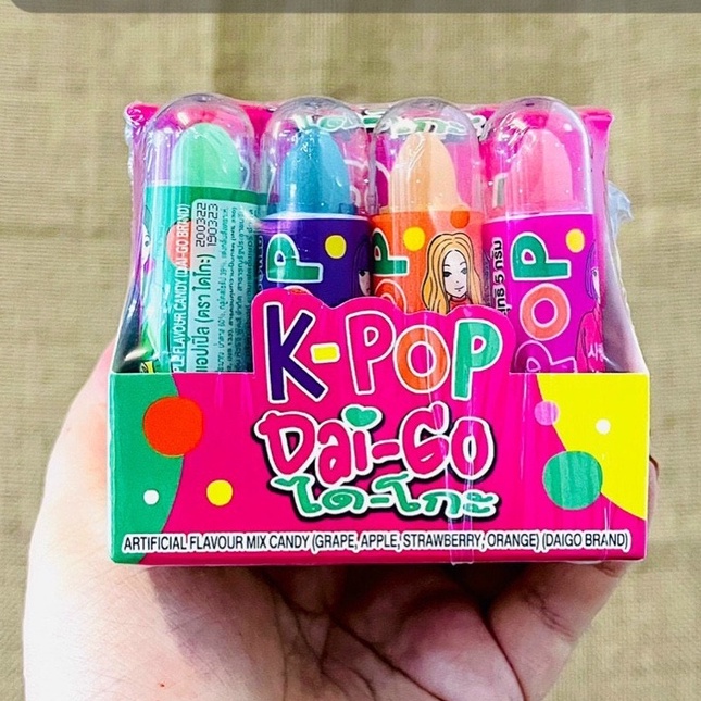 Kẹo son vị trái cây K-Pop Dai-Go chính hãng Thái Lan (đồ ăn vặt cho bé Thailand vị dâu, nho, táo, cam