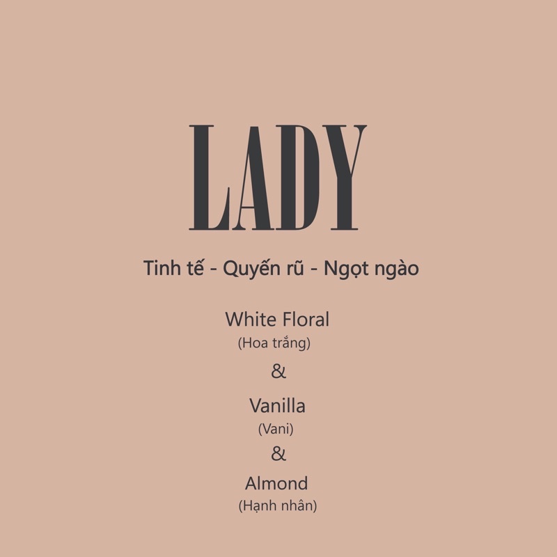 [NEW] - Nến thơm LÁ NHỎ -  Lady ( White Floral - Vanilla - Almond) - Tinh tế - Quyến rũ - Ngọt ngào