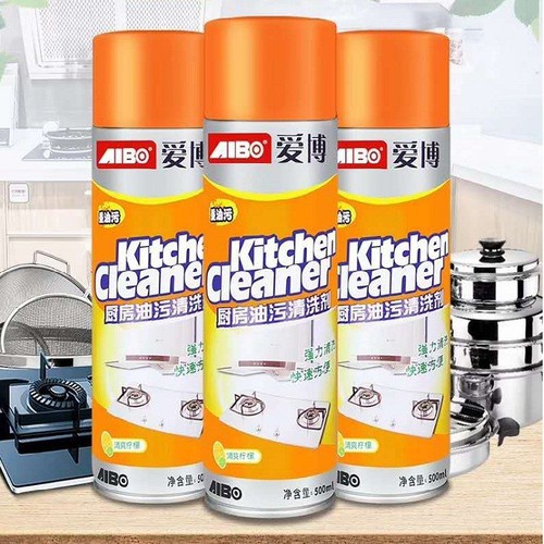 CHAI SỊT BỌT BÔNG VỆ SINH BẾP KITCHEN CLEANER 500 ML MÀU VÀNG CAM [BỈM - GIẤY ĂN - GIA DỤNG NỘI ĐỊA TRUNG]