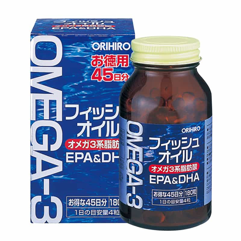 Dầu cá Omega 3 EPA & DHA Orihiro Nhật Bản hộp 180 viên [Date 9/2021]