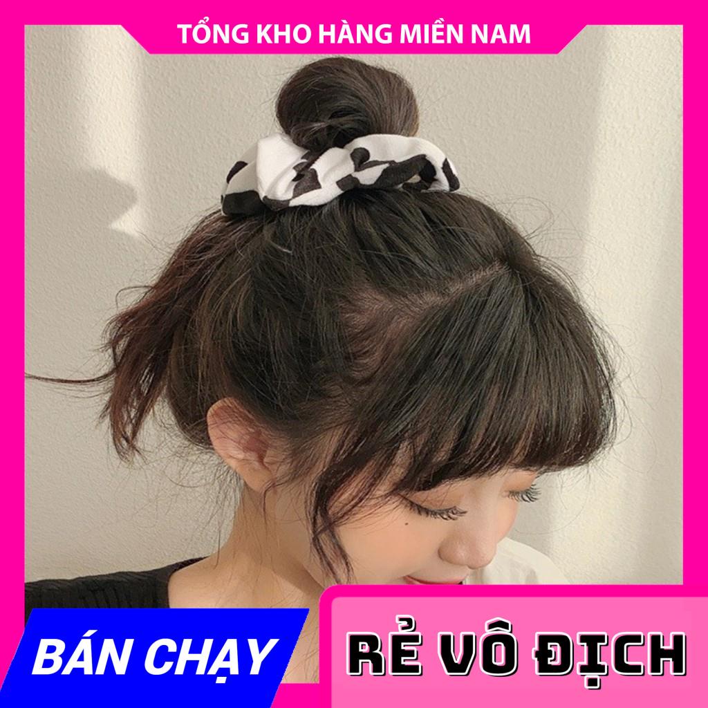 CỘT TÓC BÒ SỮA ⚡ DÂY BUỘC TÓC DỄ THƯƠNG ⚡ CỘT TÓC VẢI SCRUNCHIES BÒ SỮA ⚡ĐỒ BUỘC TÓC BÒ SỮA ⚡HOẠ TIẾT BÒ SỮA