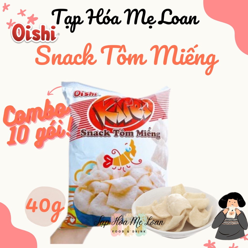 COMBO 10 Gói Bánh Snack Bim Bim Tôm Miếng Kirei Oishi 35g