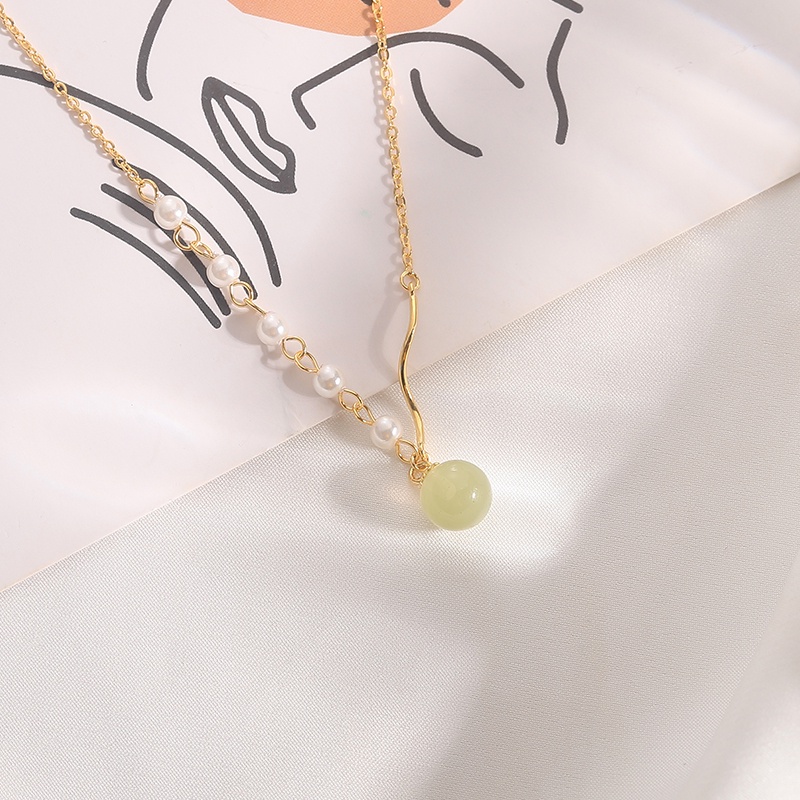 Vòng cổ Mạ Vàng 18K Đính Ngọc Trai Thiết Kế Mới Cao Cấp Thời Trang