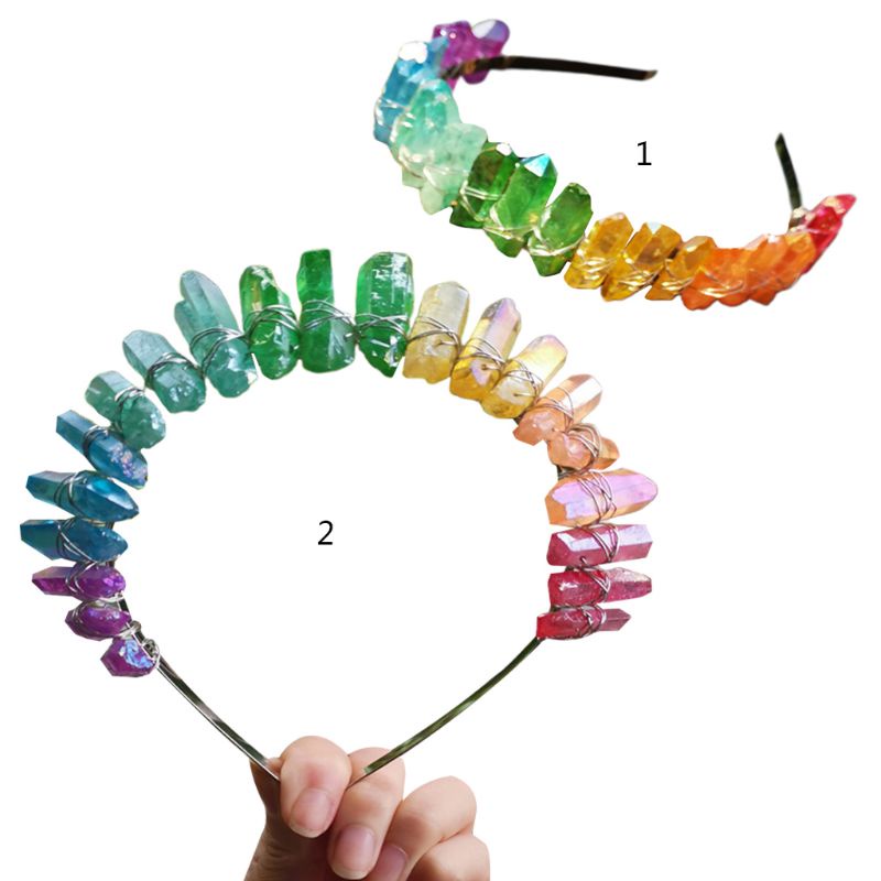 Vương Miện Cài Tóc Đính Pha Lê Màu Gradient Phong Cách Châu Âu