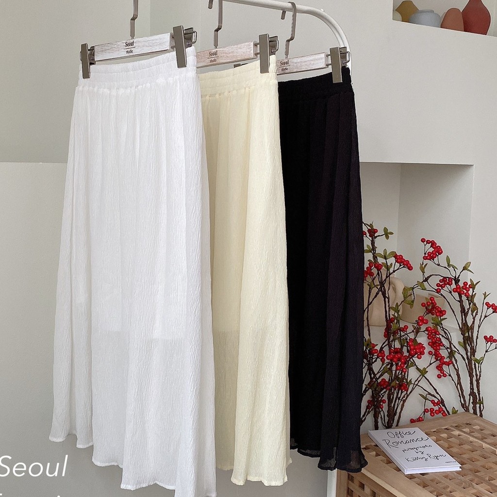 Chân Váy Vintage Hàn Quốc [FREESHIP] Váy Voan Nữ Dáng Dài Cao Cấp Siêu Xinh Nhiều Màu (ẢNH THẬT)