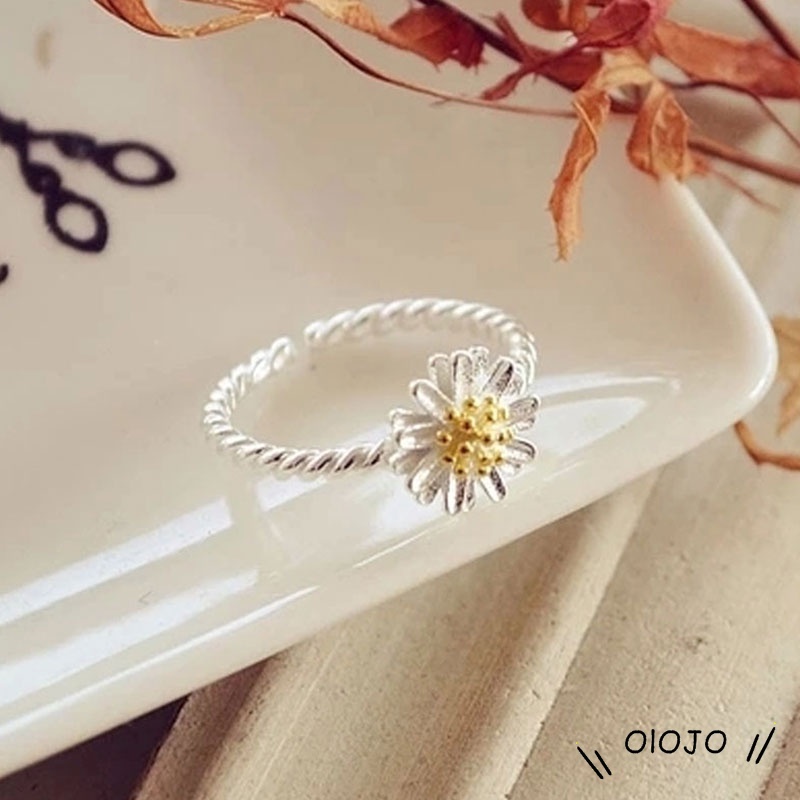 Nhẫn Hở Hình Hoa Cúc Nhỏ Xinh Xắn Phong Cách Hàn Quốc