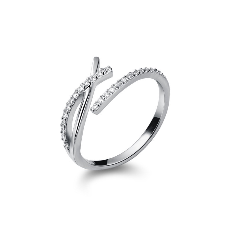 Nhẫn bạc nữ đính đá đẹp đơn giản cá tính, nhẫn nữ bạc 925 thiết kế dễ dàng chỉnh size DUYSON SILVER [NFKX8]