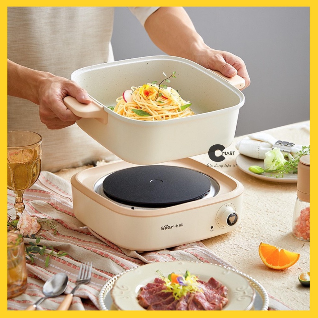 Nồi Lẩu Điện Đa Năng Tráng Men Chống Dính Công Suất 1500W BEAR DHG-C40M1-Hàng Chính Hãng
