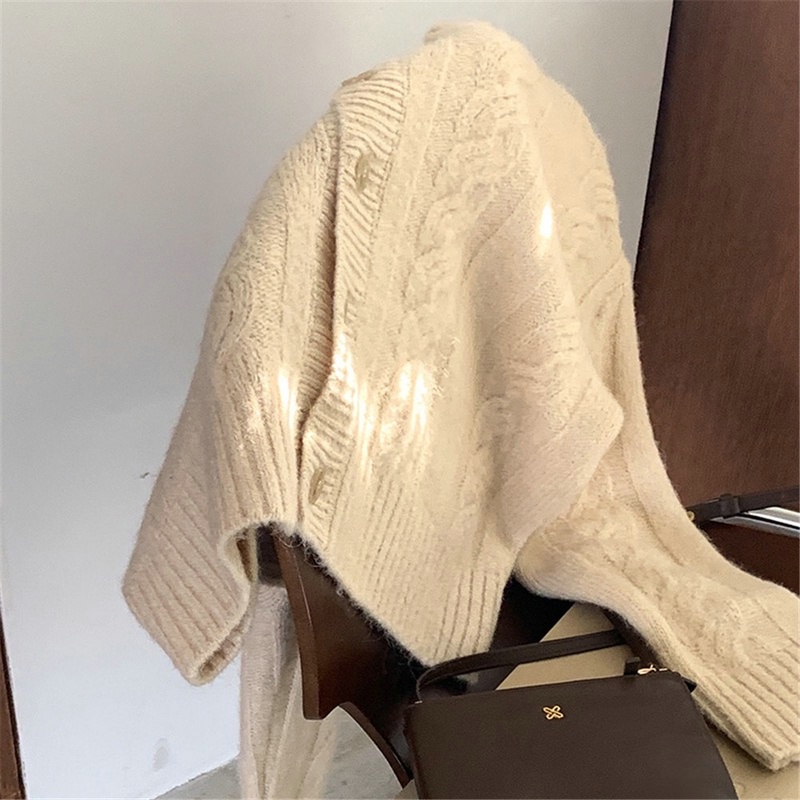 Áo len nữ cardigan khoác cardigan dệt kim vải nhung mềm phong cách retro cho nữ