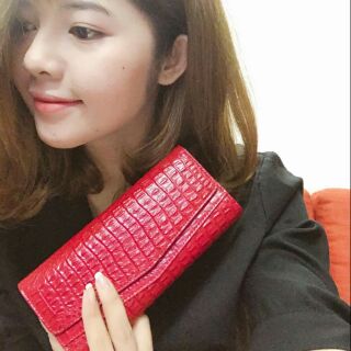 Ví 3 gấp da bò dập vân