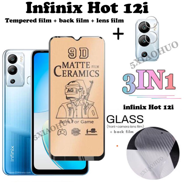 Bộ Kính Cường Lực Gốm + Phim Dán Bảo Vệ camera 3 Trong 1 Cho infinix Hot 12i 11 10 play infinix Note 10 Pro 11S