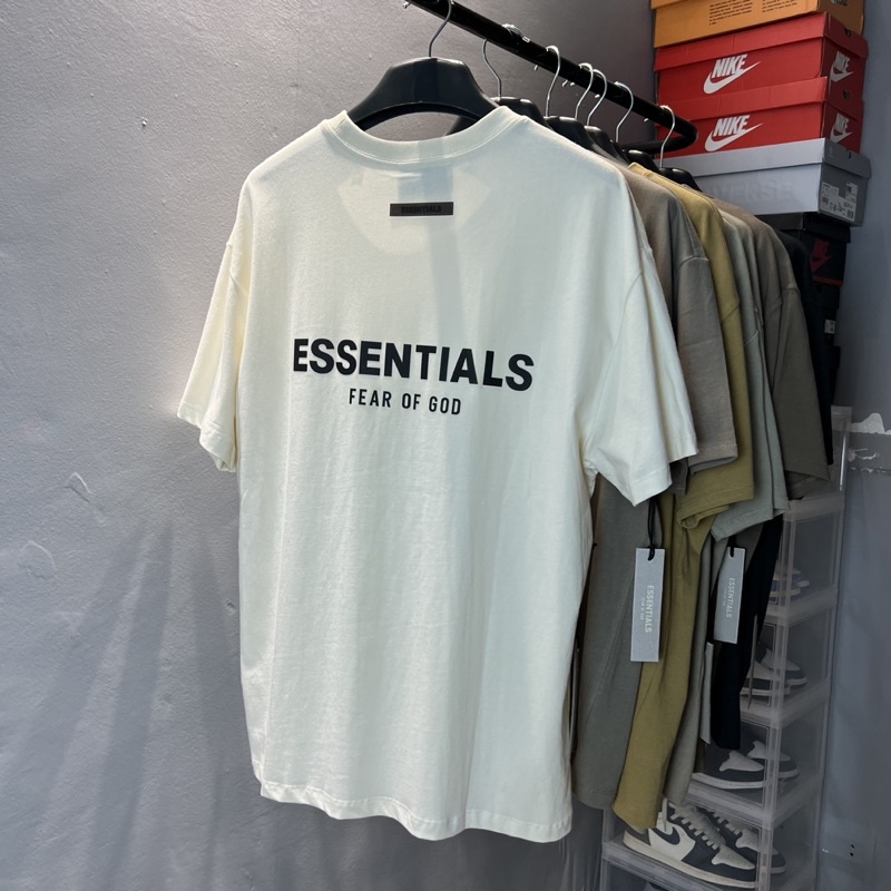 Áo thun FEAR OF GOD FOG ESSENTIALS SS21 Cream cao cấp, Áo tee FOG Essentials Matlux chất liệu cotton form rộng oversize
