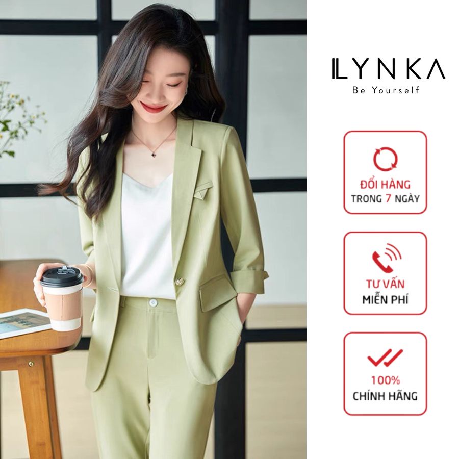 Set vest cổ heck tay lửng, quần baggy cạp cao chất liệu tuýt xi Hàn Lynka FS323