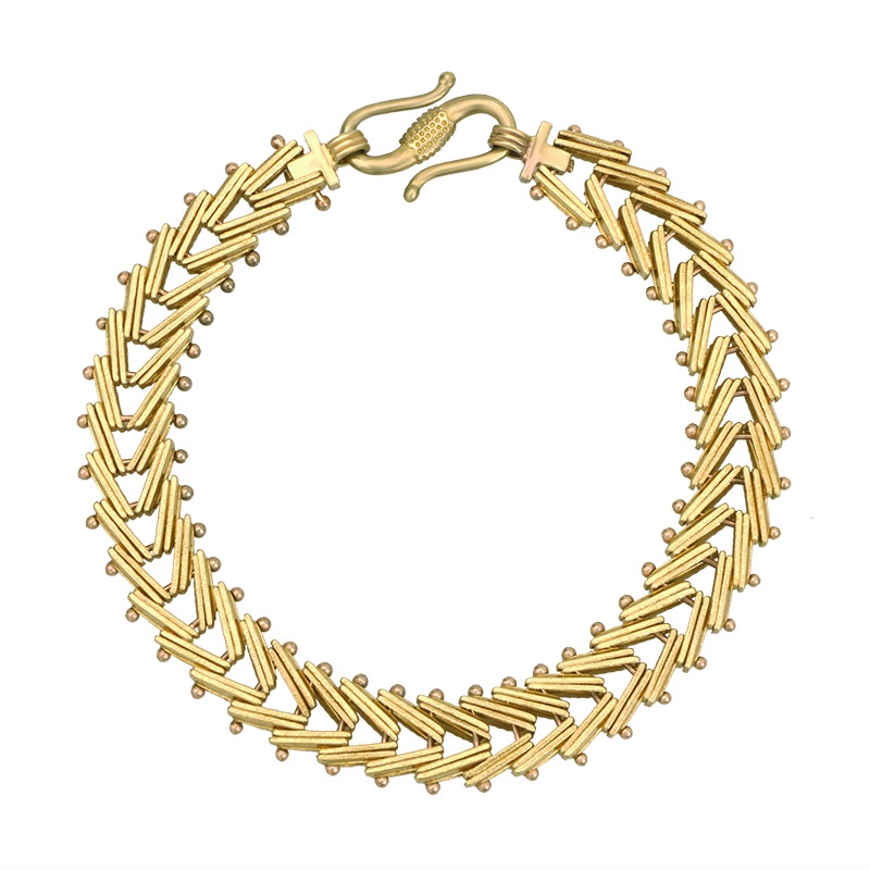 Vòng tay xương cá bằng đồng thau phong cách hip hop