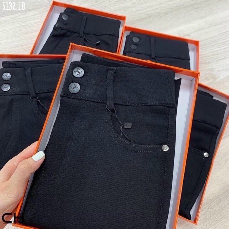 Quần legging cạp cao hai khuy , quần tregging nữ cạp cao gen bụng Full box