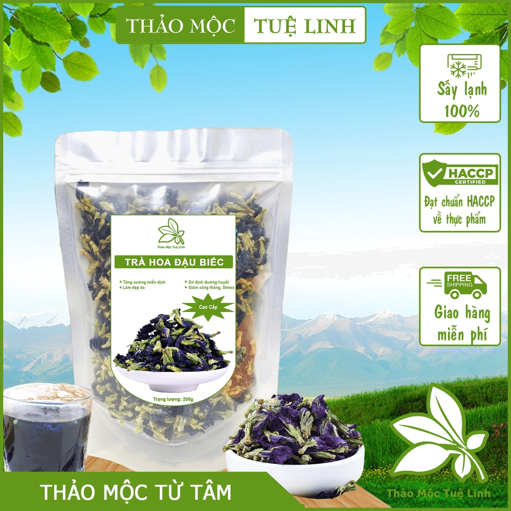 Trà Hoa Đậu Biếc ❤️Freeship❤️ 100gr Sấy lạnh Nguyên Bông làm đẹp da giảm căng thẳng stress loại cao cấp