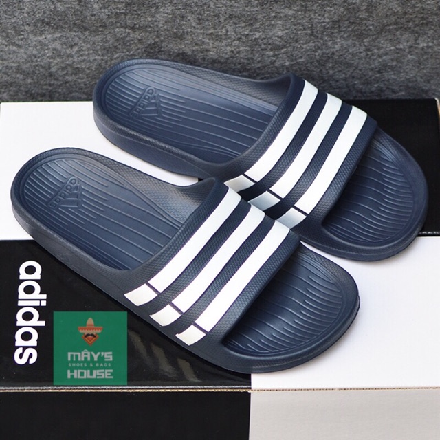 [☘️ADIDAS®☘️]- DÉP ĐÚC DURAMO SLIDES- Xanh đen S/Trắng