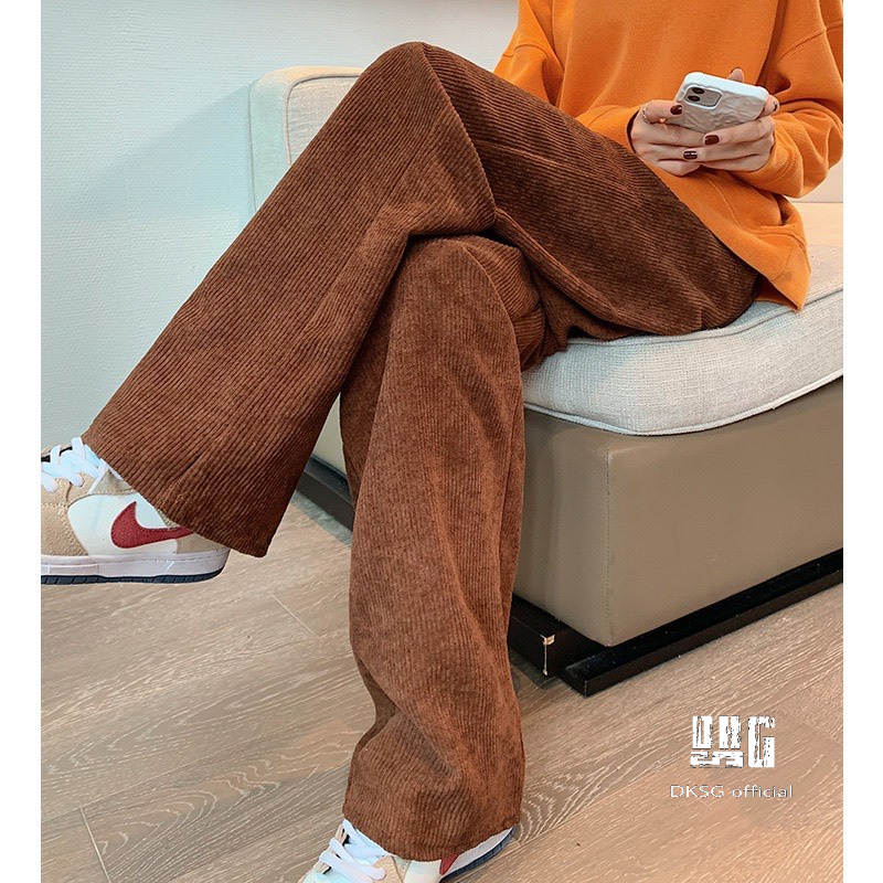 Quần dài ống rộng nhung tăm , quần dài jogger nữ nhung tăm