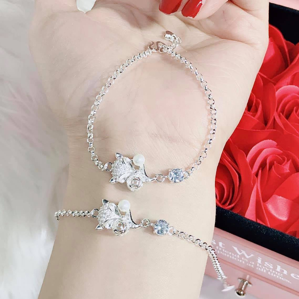 Lắc tay hồ ly bạc ta , lắc đc gắn trai nuôi và đá sang chảnh sáng bóng - Vàng bạc Khải Khải