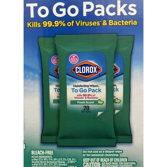 Khăn lau Lysol/Clorox gói 20 tờ