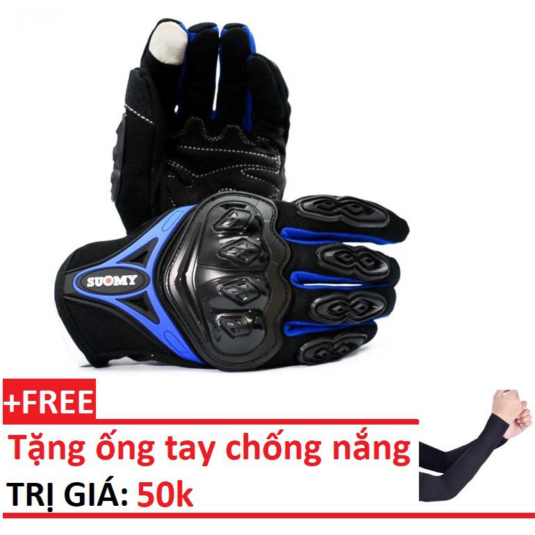 găng tay da nam Găng tay dài ngón đi phượt cảm ứng điện thoại Suomy, găng tay motor, găng tay nam đẹp giá rẻ + tặng kèm