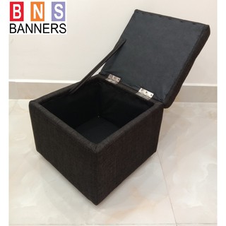 Ghế Đôn Hộp Vuông BNS-Xám Đen