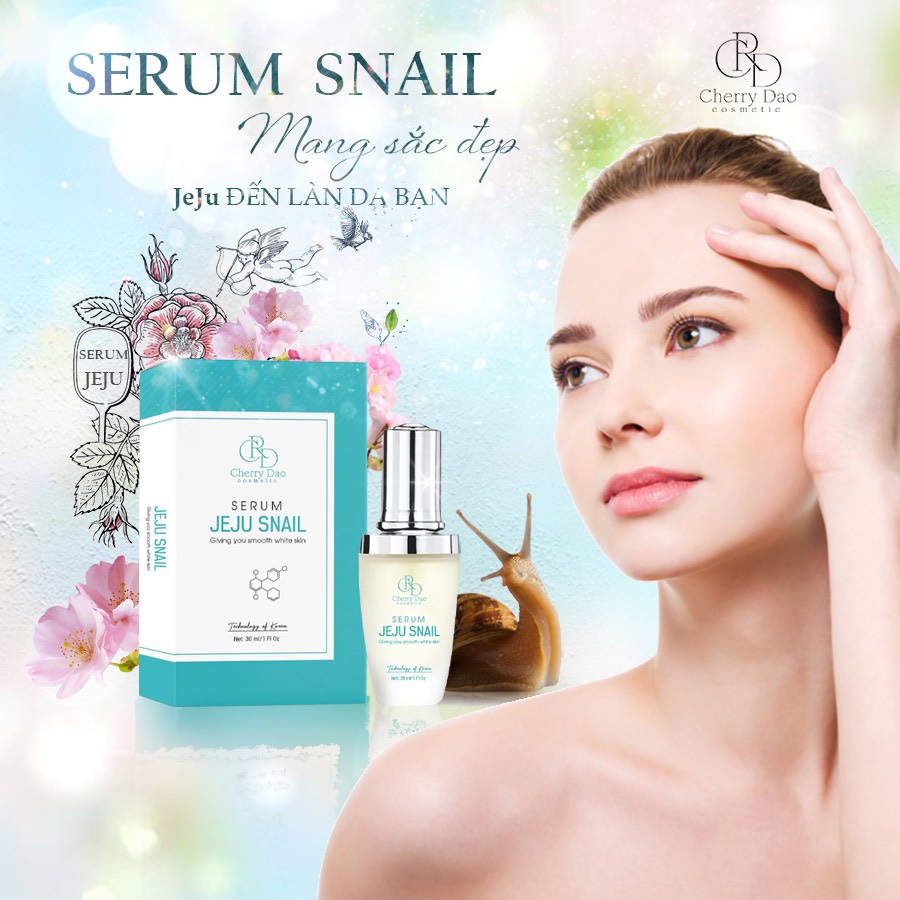 Serum Jeju Snail CRD Cherry Đào 30ml dưỡng trắng da mặt, trẻ hóa làn da | BigBuy360 - bigbuy360.vn