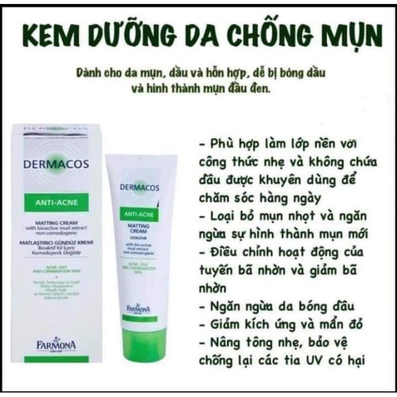 Kem Giảm Bóng Nhờn Ngừa Mụn Dermacos 50ml