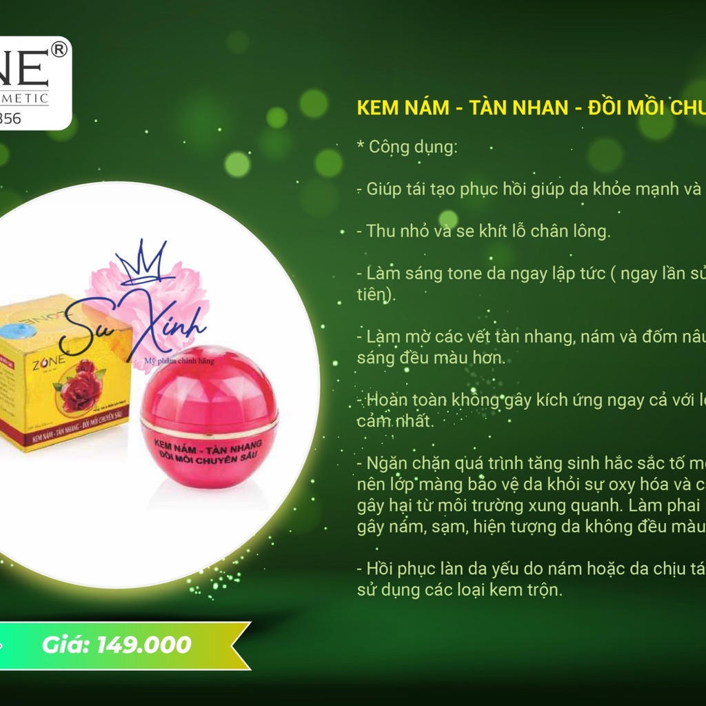 Kem Nám Tàn Nhang Đồi Mồi ZONE Dưỡng Trắng Da Se Khít Lỗ Chân Lông 10g