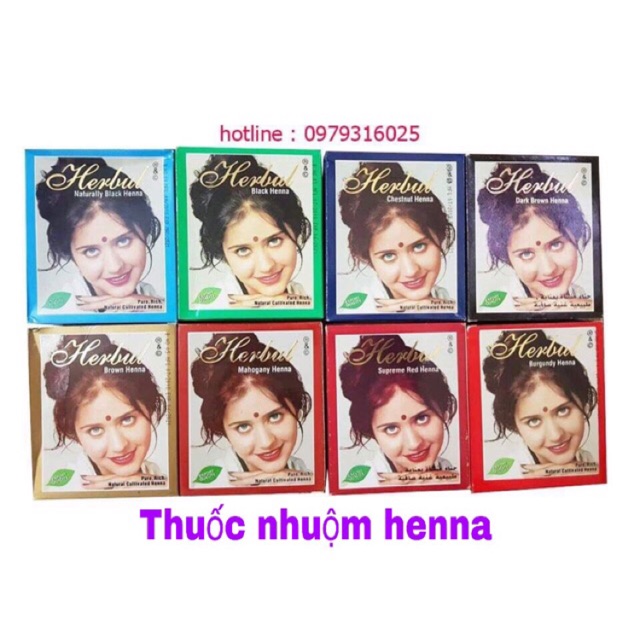 Hộp 6 gói Bột Thuốc Nhuộm Tóc thảo dược Henna Herbul