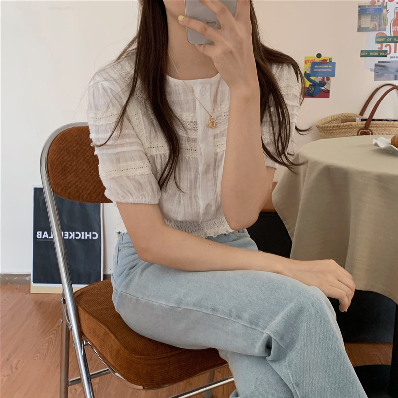 SUXI Áo Croptop Tay Ngắn Phong Cách Hàn Quốc Cho Nữ