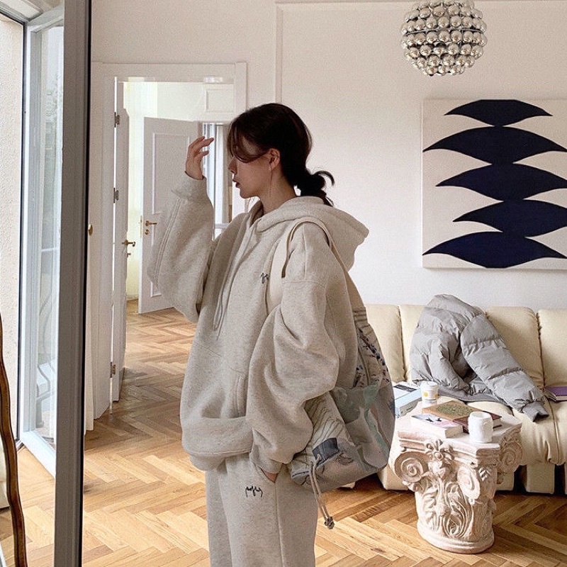 Set Đồ Bộ Nỉ Nữ Thu Đông, Áo hoodie, Quần jooger basic chất liệu nỉ bông cotton dày dặn siêu ấm áp 2023