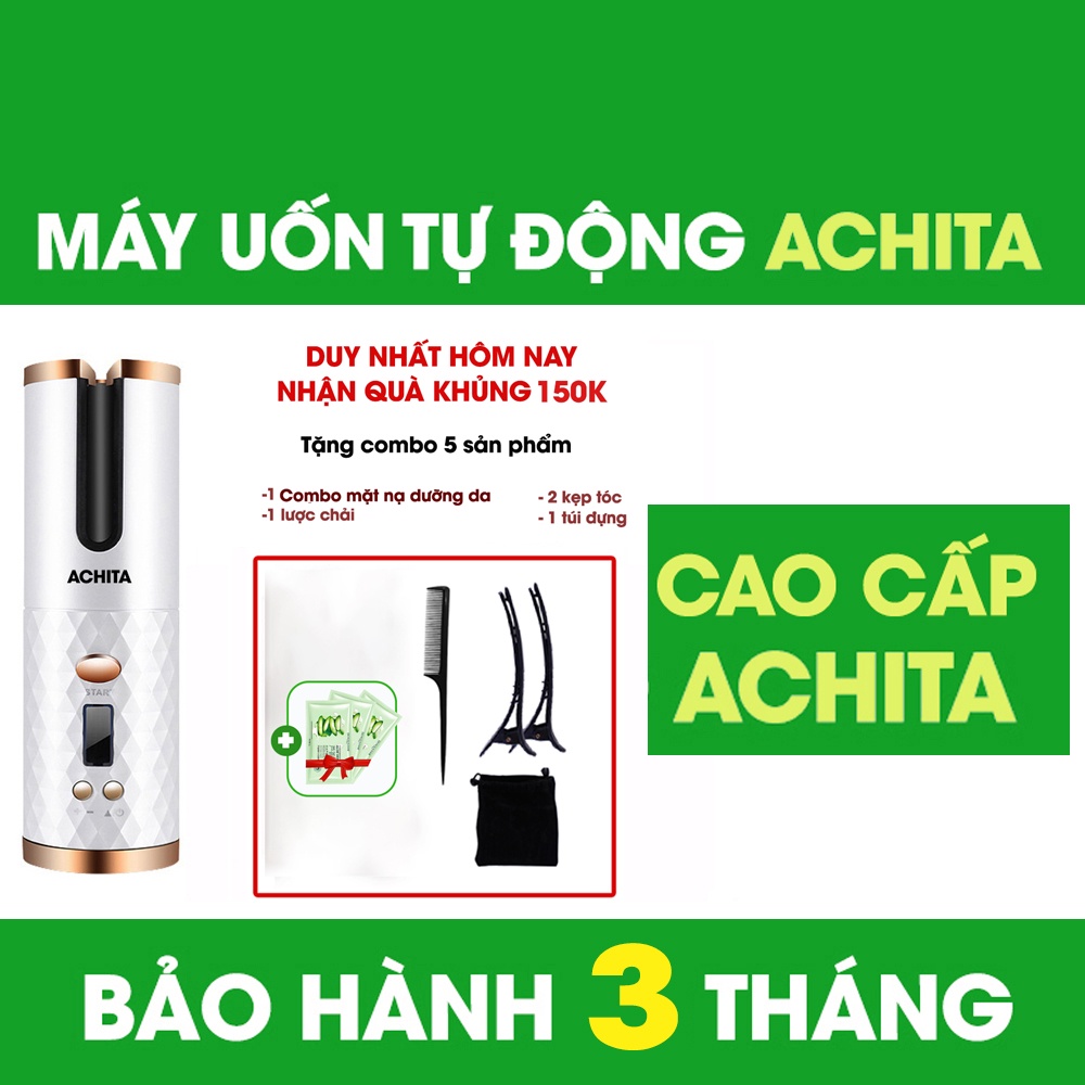 Máy uốn tóc mini ACHITA A10 không dây, lõi gốm tourmalin giúp bảo vệ tóc - shop 3B Care